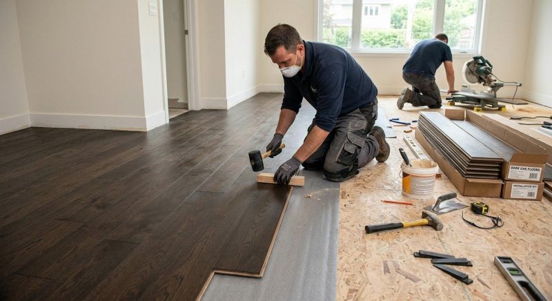 Dark Wood Floor Installation in Pearland, TX